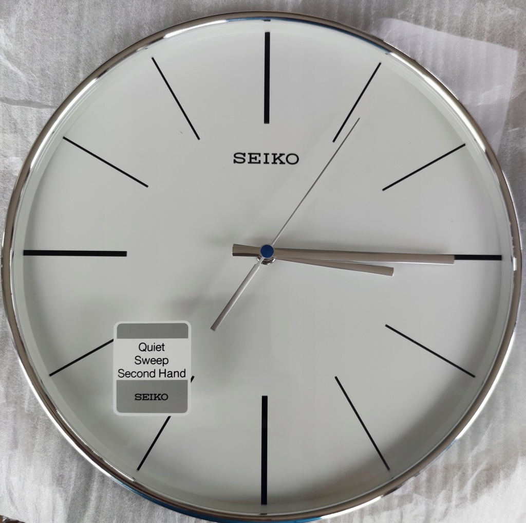 Zegar ścienny Seiko biały, srebrny 30cm - 12209054171 - oficjalne archiwum  Allegro