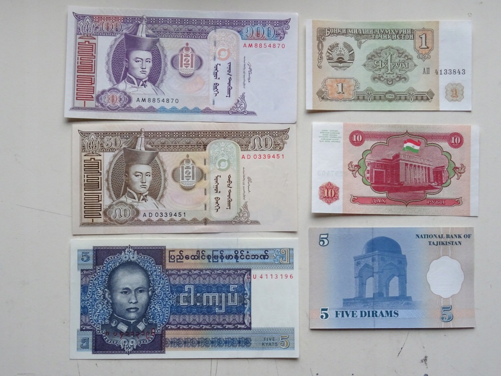 6 banknotów Świat ciekawy mix -E064