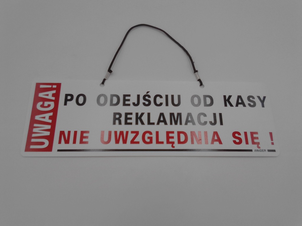 Po odejściu od kasy reklamacji nie uwzględnia się