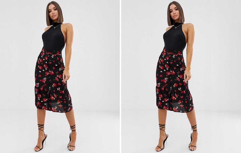 12E5E1 MISSGUIDED SPÓDNICA MIDI KWIATY 36