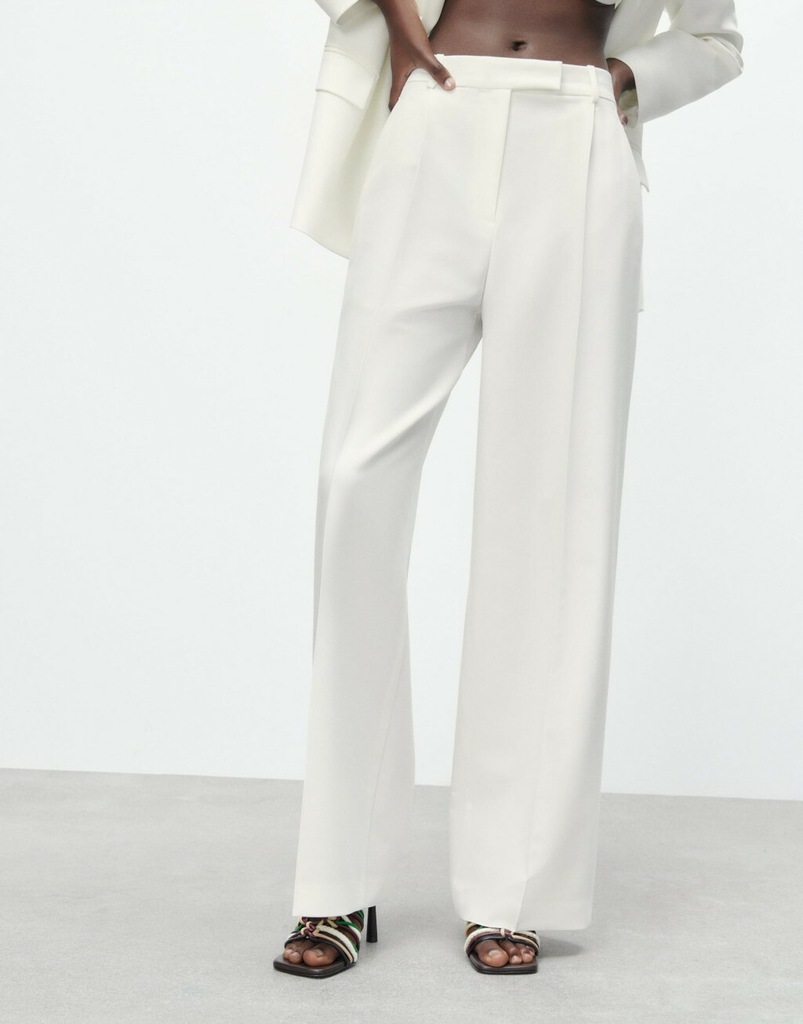 ZARA BIAŁE SZEROKIE SPODNIE O10 ND1__S