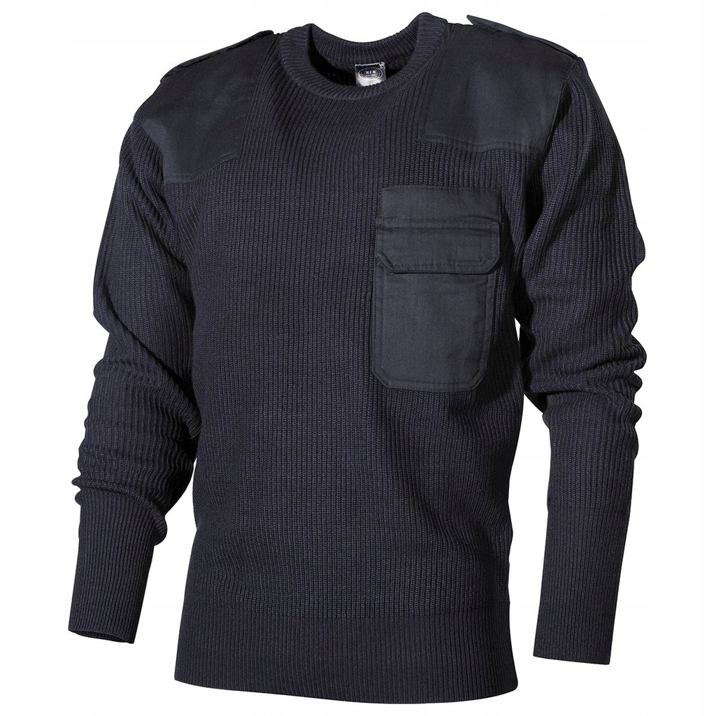 Sweter wojskowy BW z kieszenią na piersi czarny 54
