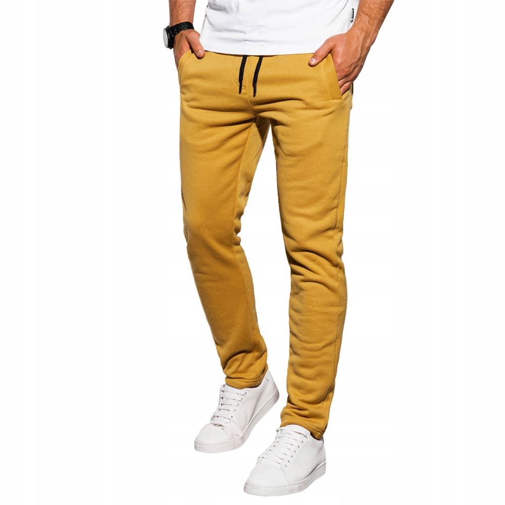 Spodnie męskie dresowe dresy P866 żółte XL