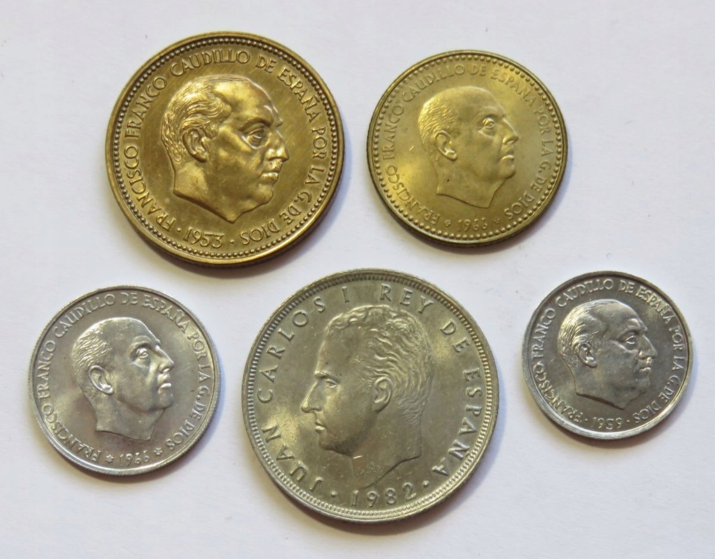 Zestaw 5 monet - Hiszpania - mennicze