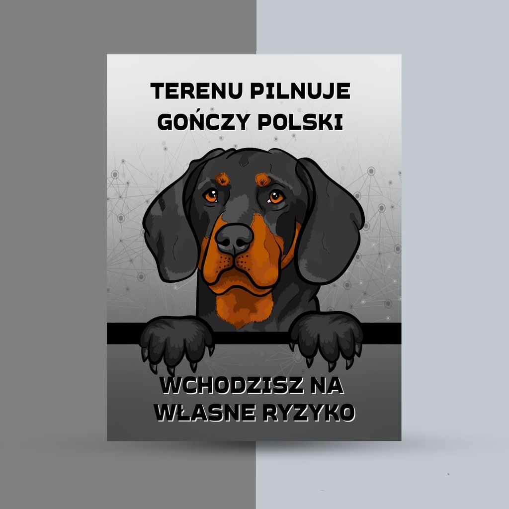Tabliczka metalowa furtka gończy polski płot pies