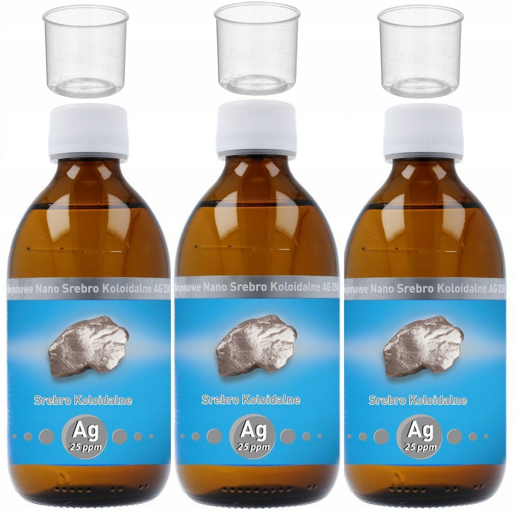 3X 300ml NIEJONOWE NANO SREBRO KOLOIDALNE AG25PPM