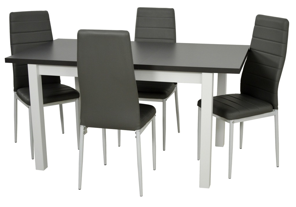Купить Комплект раздвижного стола и 4 белых и серых стульев.: отзывы, фото, характеристики в интерне-магазине Aredi.ru