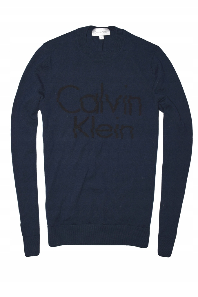 Calvin Klein S wełniany sweter duże LOGO
