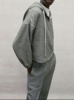 Zara szary dres bluza + spodnie joggery zamek mela