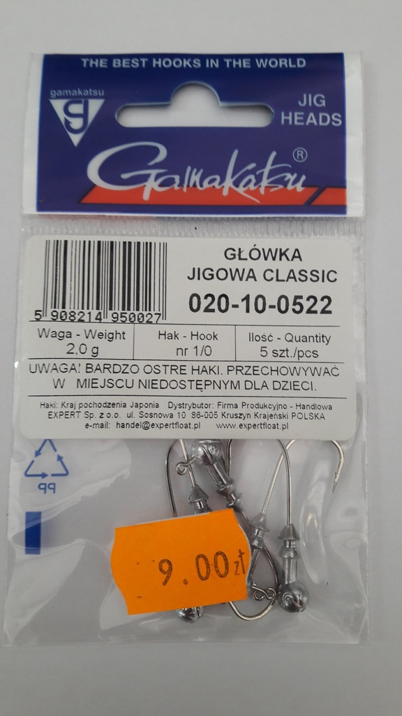 Główka jigowa Gamakatsu Classic 2g hak nr 1/0