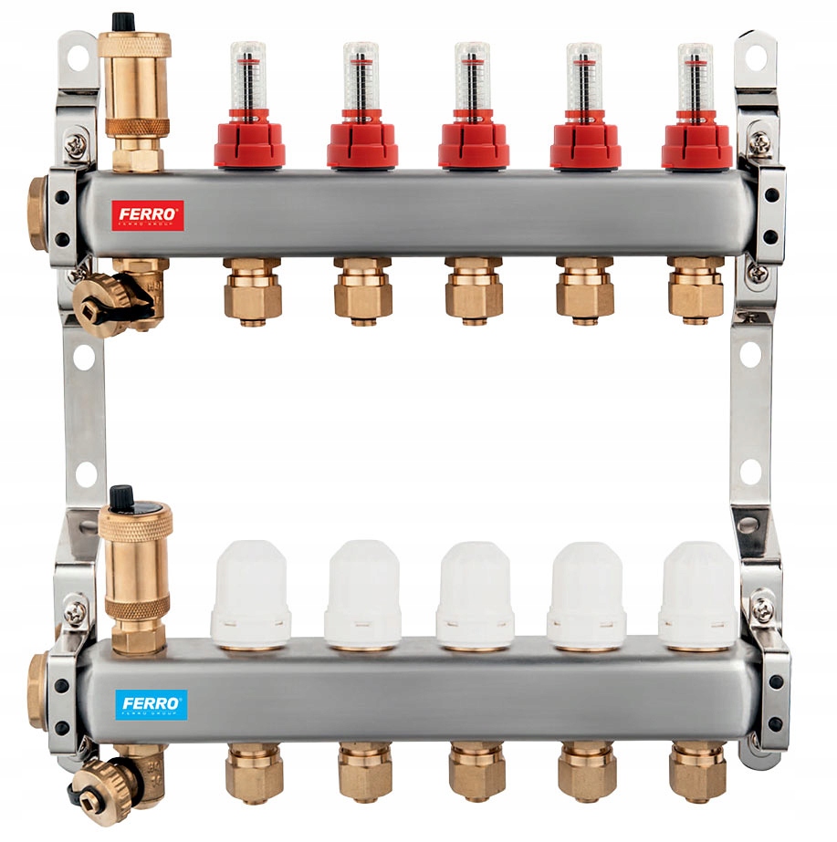 Rozdzielacz 11-ob FERRO RED INOX Premium PEX 48h