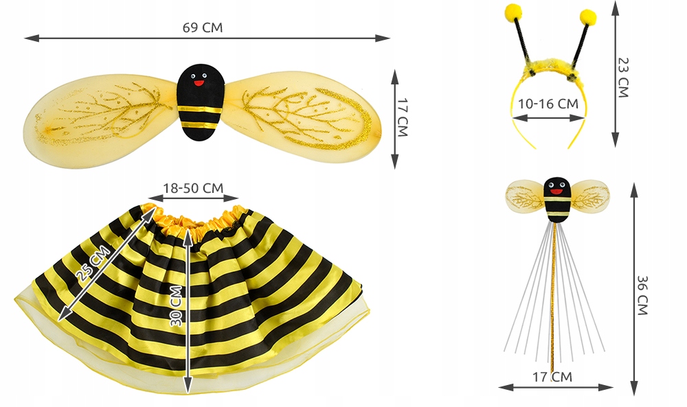 Купить Комплект костюма пчелы 4в1 с крыльями 3-10 лет: отзывы, фото, характеристики в интерне-магазине Aredi.ru