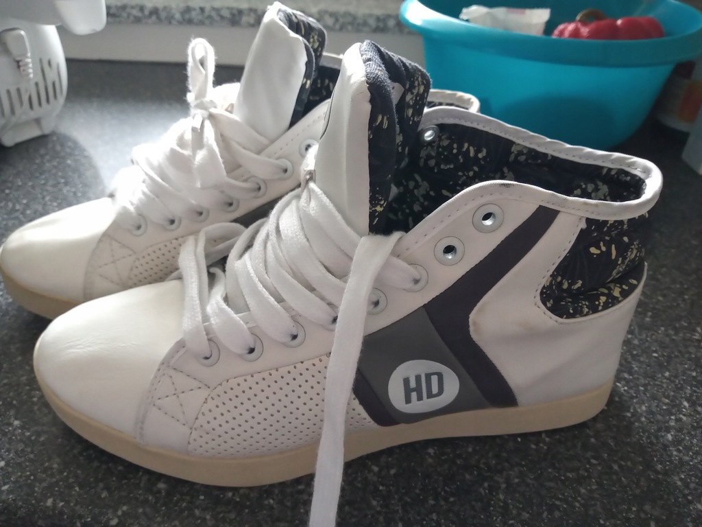 buty skórzane HD białe NOWE krótkie UNISEX