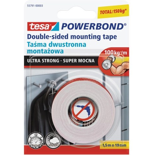 TESA Taśma montażowa dwustronna 19mm x 1,5m Super