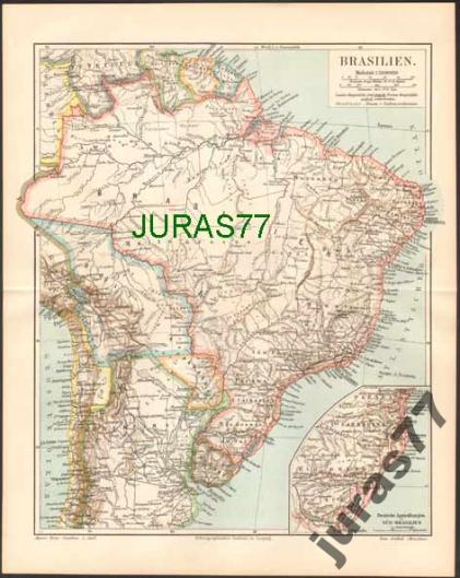 BRAZYLIA, AMAZONIA stara mapa z 1897 roku