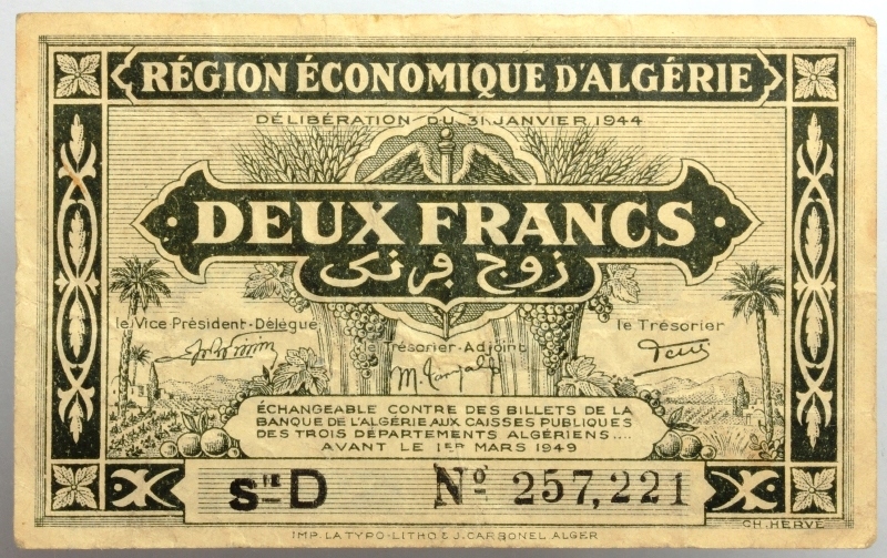 253. Algieria, 2 franki 1949, seria D