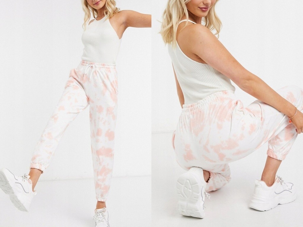 New Look Różowe joggersy z efektem tiedye XXL