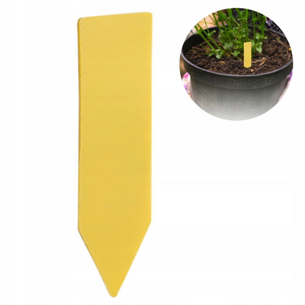 100 SZT. ETYKIETY WTYKANE DO ROŚLIN PVC 50X10MM ŻÓŁTY