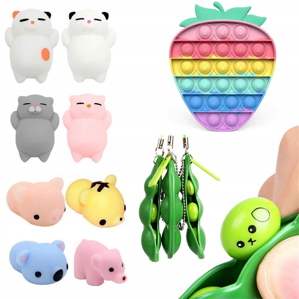 Zestaw PUSH BUBBLE Pop It MOCHI SQUISHY Toy BEAN