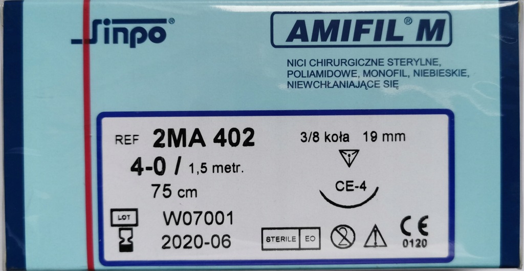 AMIFIL 4/0 19mm nić szwy nici chirurgiczne