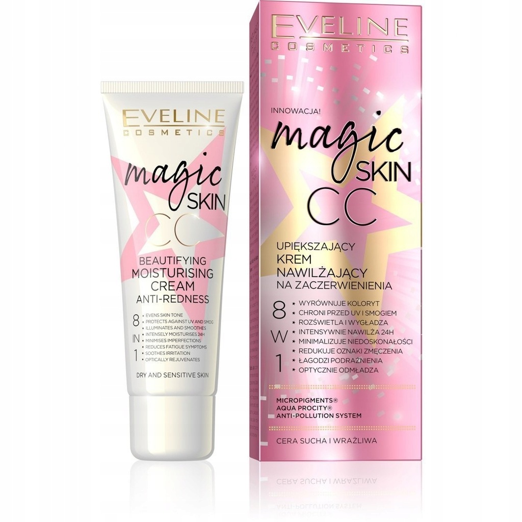 Eveline Magic Skin CC Upiększający Krem nawilżający 8w1 - cera sucha i wraż