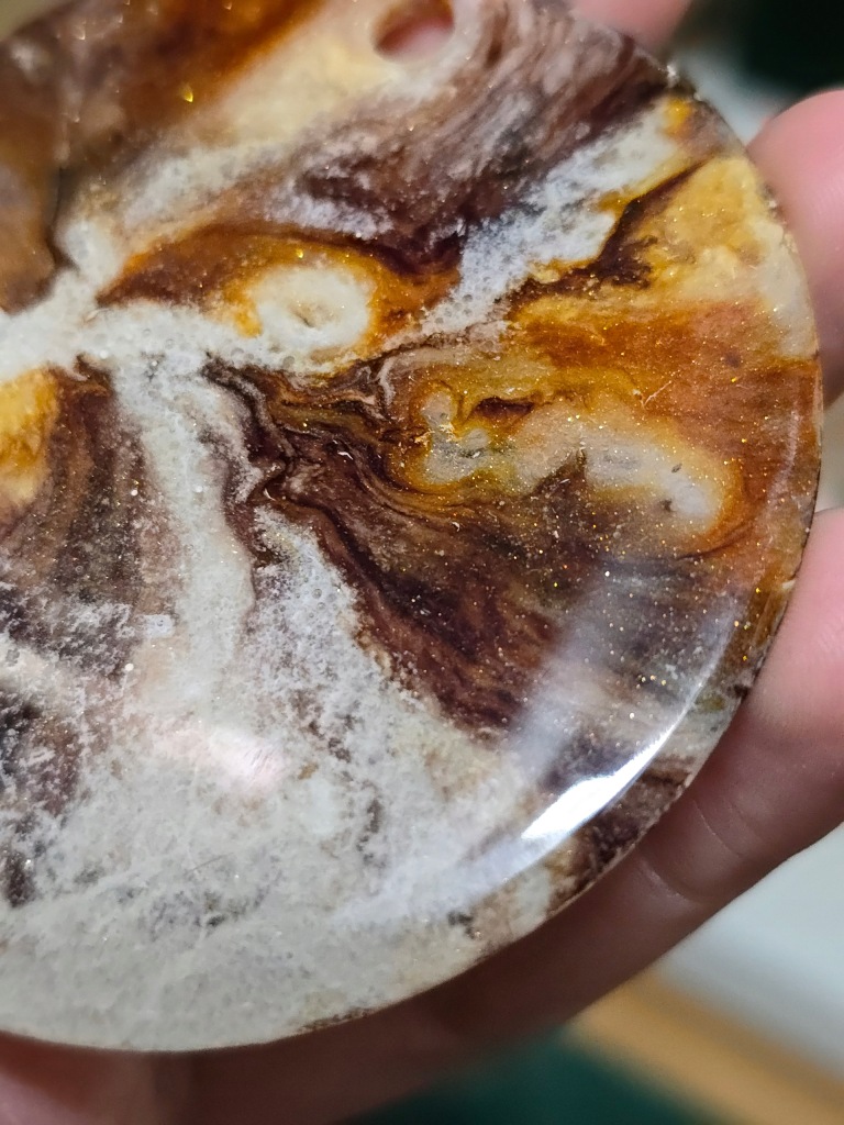 Naszyjnik żywica epoksydowa rękodzieło brąz rudości