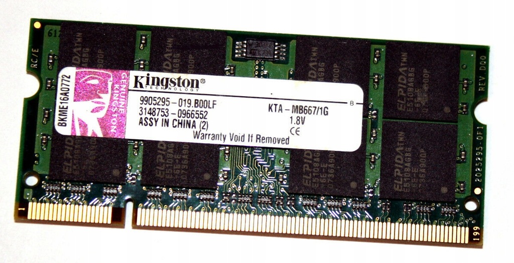1GB DDR2 SO PC2-5300S 667MHz KINGSTON KTA-MB667/1G
