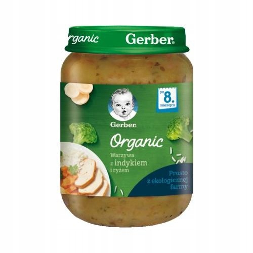 Gerber organic warzywa z indykiem i ryżem, 190g