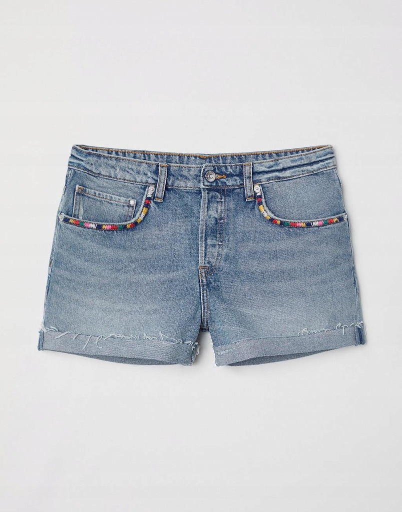 07S037 H&M__MJ9 SPODENKI JEANS HAFT__XS