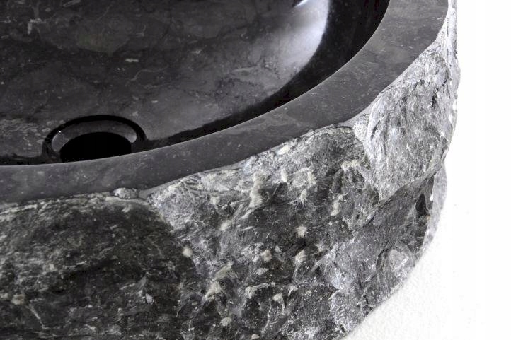 Umywalka nablatowa z kamienia naturalnego, czarna