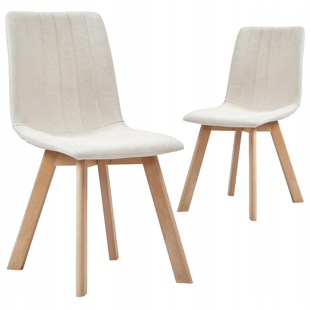 Krzesła stołowe, 2 szt., kremowe, tapicerowane tka