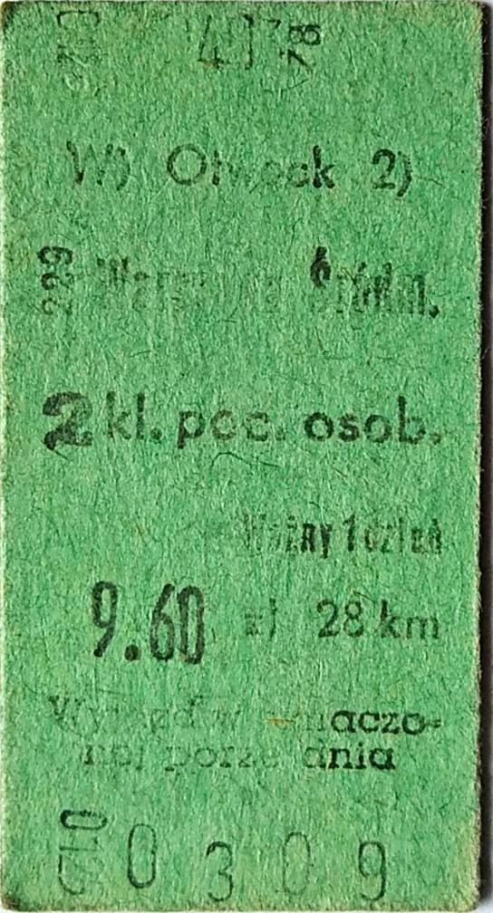 BILET PKP -OTWOCK-WARSZAWA