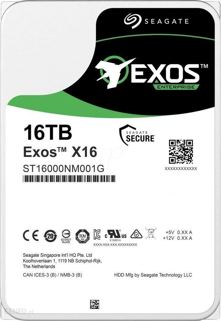 Dysk Seagate 16TB Exos X16 ST16000NM001G SATA 3,5