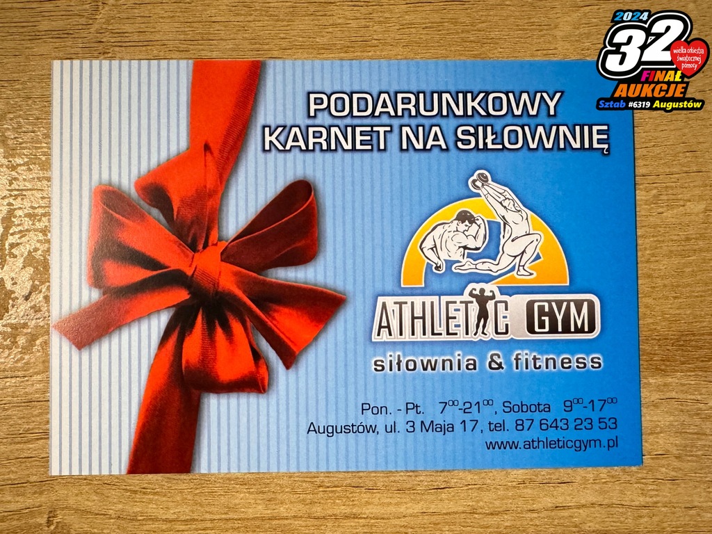 Karnet podarunkowy na siłownię w Athletic Gym Augustów - WOŚP Augustów
