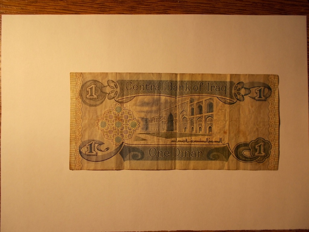 Banknot Banku Iraku One Dinar