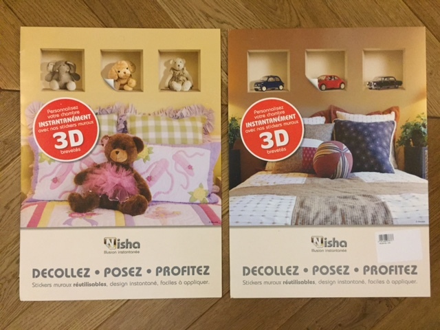 Naklejki 3D na ścianę, 3szt, misie lub auta