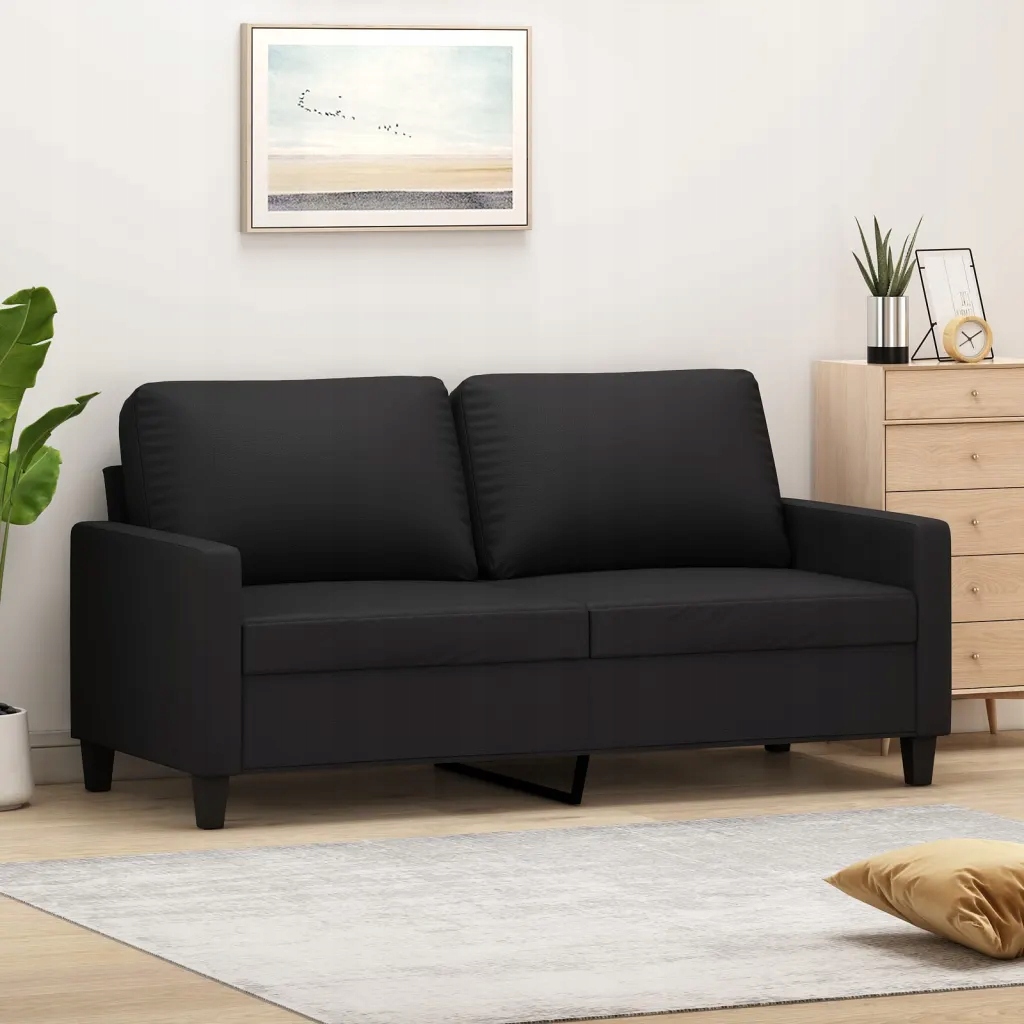 vidaXL 2-osobowa sofa, czarna, 140 cm, sztuczna skóra