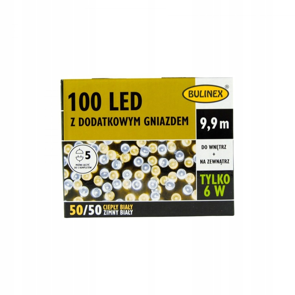 Lampki 100 LED biały zimny/biały ciepły z dodatkowym gniazdkiem i zasilacze