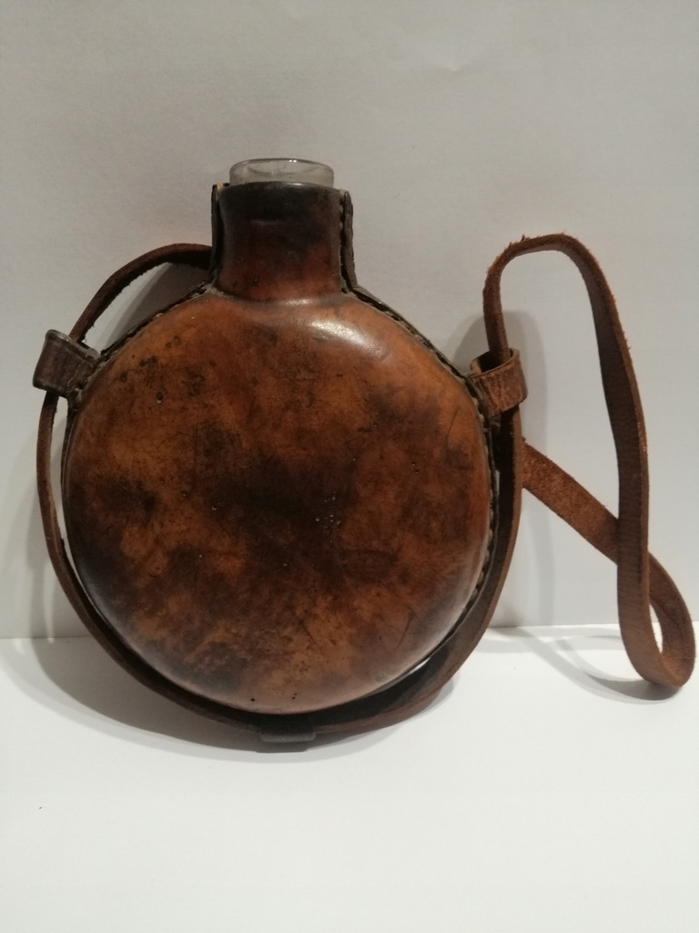 STARA MANIERKA SZKLANA W SKÓRZE 1888 ROK