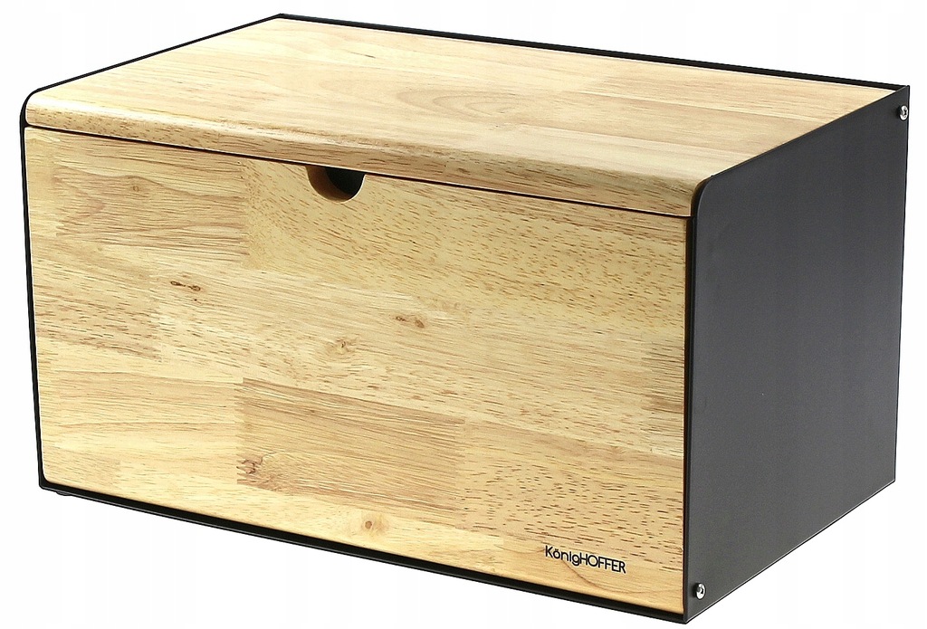 CHLEBAK Drewniany CZARNY DESKA Pojemnik KonigHOFFER Vitrum 35.5x21.5x19.5