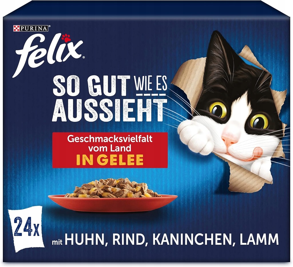 FELIX Mokra Karma dla kotów w galaretce, mieszanka odmian. Zestaw 2x24 szt.