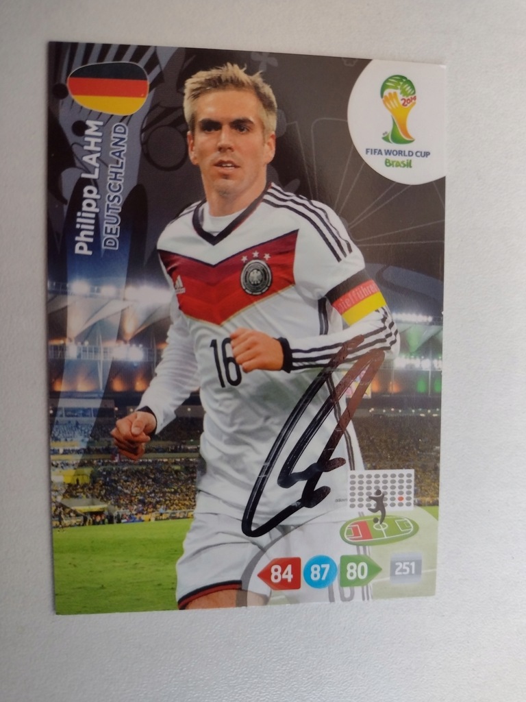 Karta panini autograf Niemcy Philipp Lahm World Cup Brasil 2014