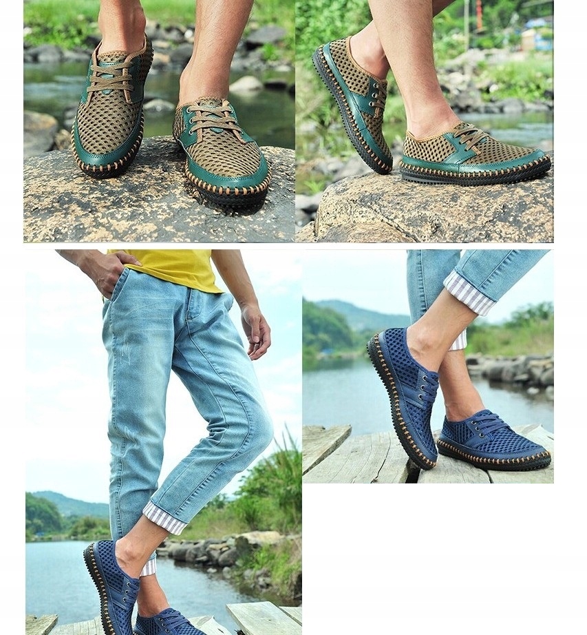 MĘSKIE BUTY WIĄZANE LETNIE SZARE Z SIATKĄ 45 - 7679580322 - oficjalne