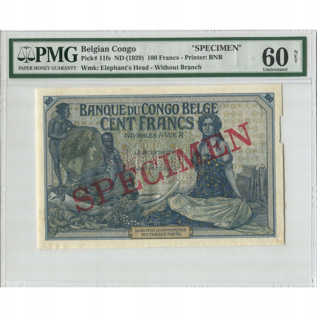 Banknot, Kongo Belgijskie, 100 Francs, Undated (19