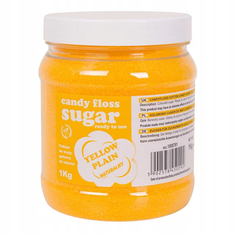 Kolorowy cukier do waty cukrowej żółty naturalny