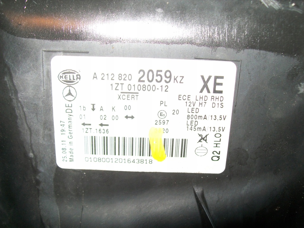 MERCEDES W212 LAMPA BIKSENON KOMPLET A2128202059