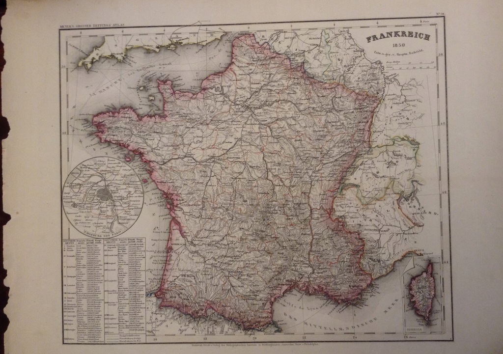 Mapa Frankreich 1850