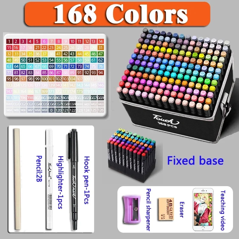12-168 Colores Manga Markers Pens Set Painting Drawing Highlighter School