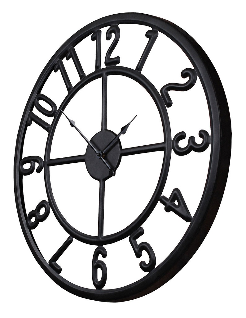 Zegar metalowy na ścianę loftowy nowoczesny czarny