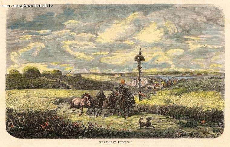 drzeworyt 1864 Juliusz Kossak: Krajobraz podolski